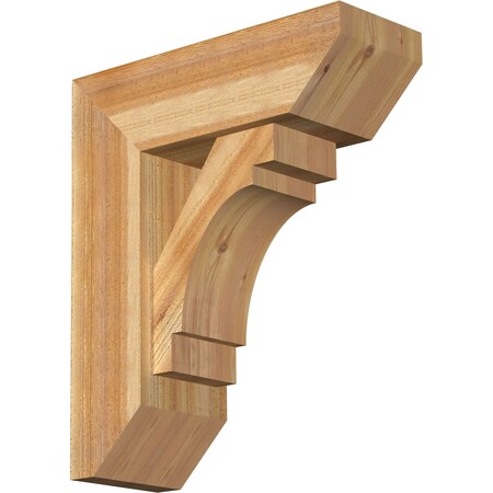 Ekena Millwork Merced Slat Rough Sawn Bracket w/ Offset Brace, Western Red Cedar, 8"W x 22"D x 26"H BKT0806X22X26MRC06RWR